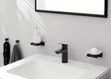 Skleněná mýdlenka Hansgrohe AddStoris s nástěnným držákem v matné černé barvě