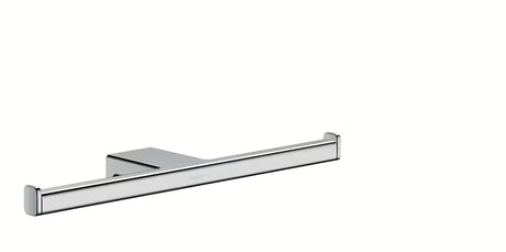 Dvojitý držák toaletního papíru hansgrohe AddStoris v chromovém provedení pro montáž na stěnu.