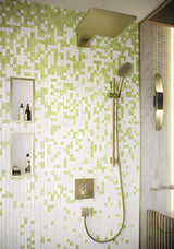 Hansgrohe AddStoris držák skleničky a kartáčků s neprůsvitným skleněným pohárkem v kartáčovaném bronzu