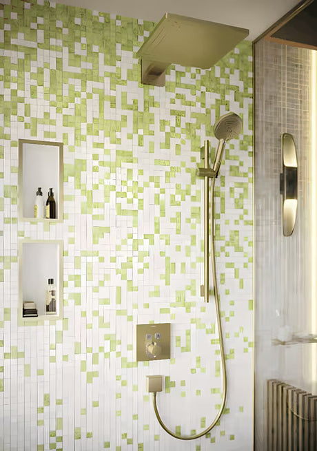Hansgrohe AddStoris držák skleničky a kartáčků s neprůsvitným skleněným pohárkem v kartáčovaném bronzu