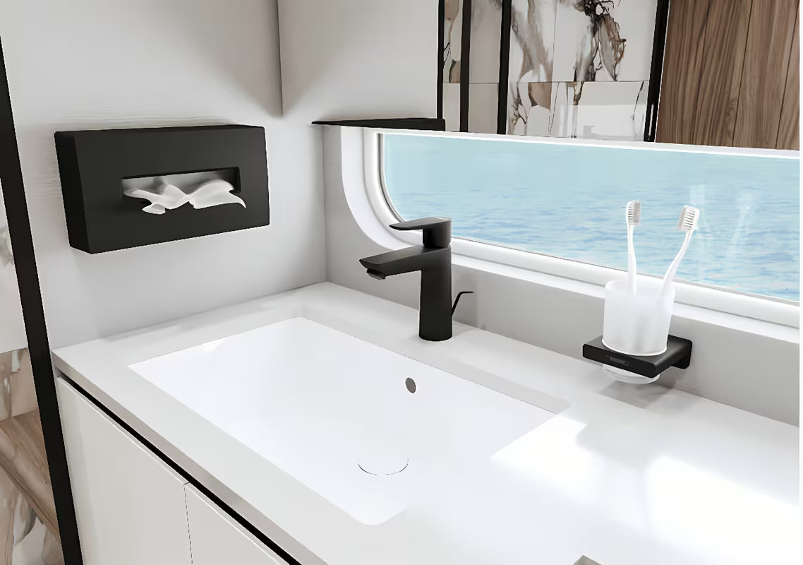 Hansgrohe AddStoris držák skleničky a kartáčků se skleněnou skleničkou v matně černé barvě