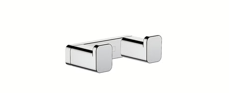 Chromovaný dvojháček hansgrohe AddStoris pro zavěšení ručníků nebo županu na stěnu.
