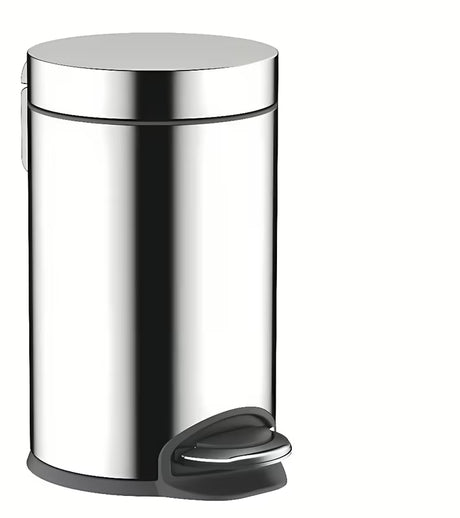 Chromovaný odpadkový koš hansgrohe AddStoris s nášlapem a tichým dovíráním SoftClose, objem 3 l.