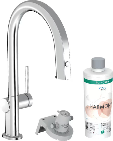 Chromová dřezová baterie hansgrohe Aqittura s filtrem a vytahovacím výtokem