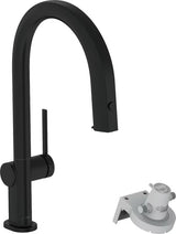 Hansgrohe Aqittura dřezová baterie v matné černé s vytahovacím výtokem a tlačítkem pro filtrovanou vodu