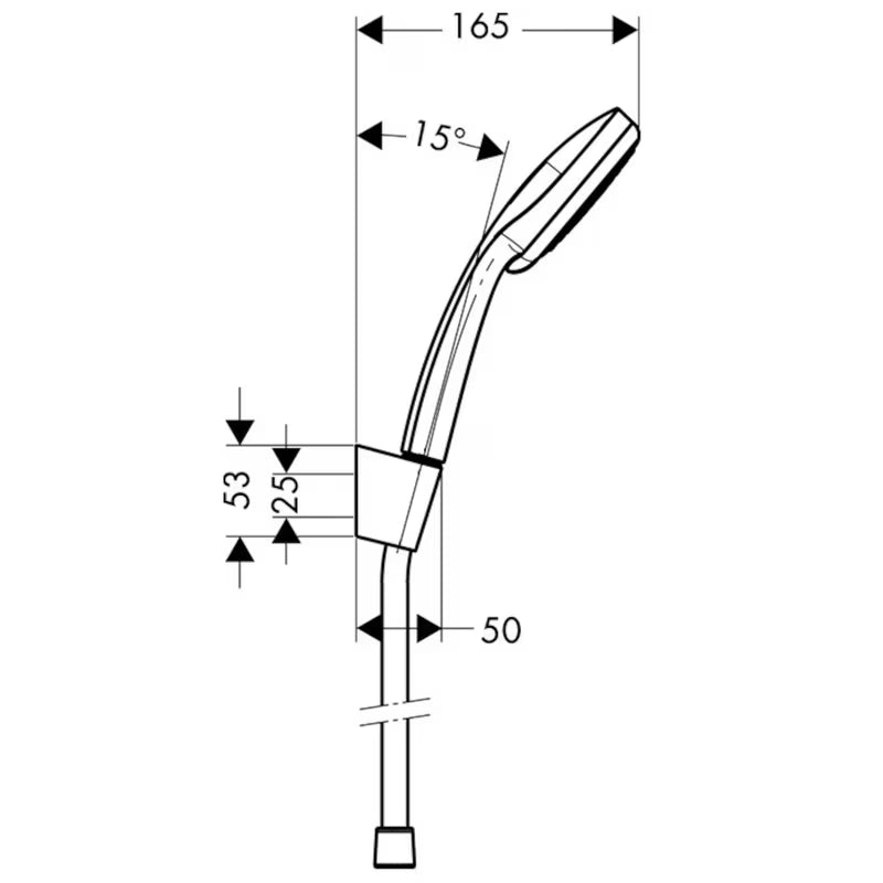 Vanový set Hansgrohe Croma 100 v chromu s ruční sprchou 100 mm, držákem Porter 'S a hadicí Isiflex 1,25 m.