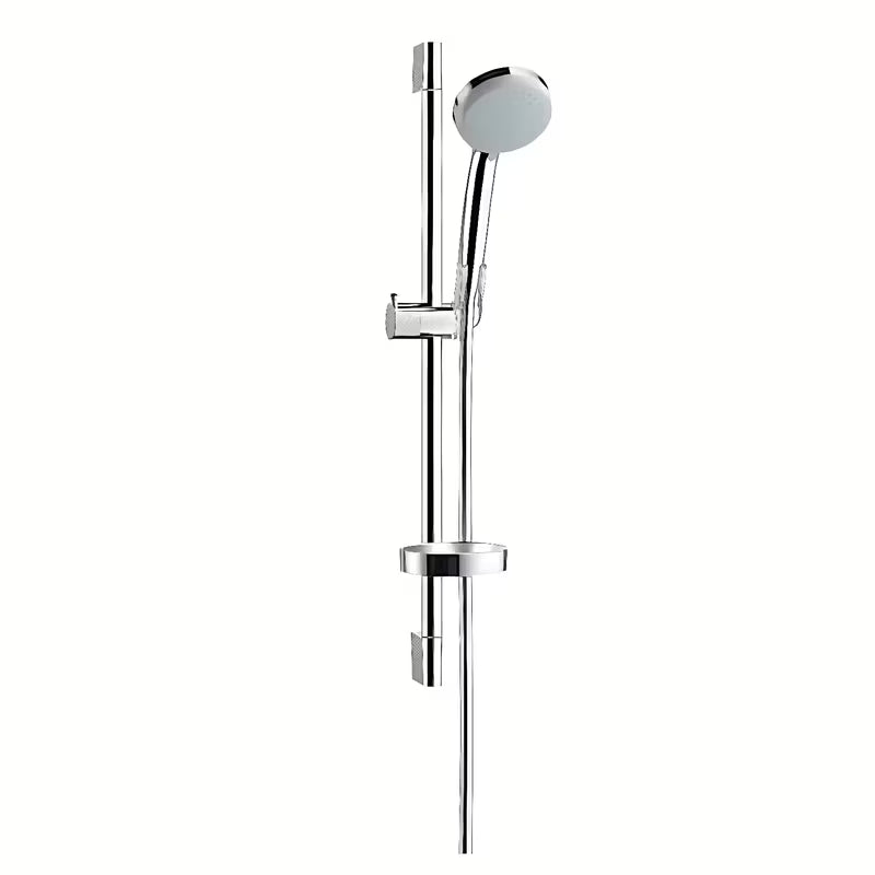 Sprchový set Hansgrohe Croma 100 Vario v provedení chrome s ruční sprchou, tyčí, hadicí a mýdlenkou.