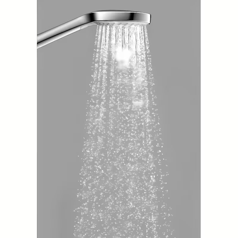 Chromová ruční sprcha Hansgrohe Croma 100 Vario s průměrem 100 mm a čtyřmi typy proudu.