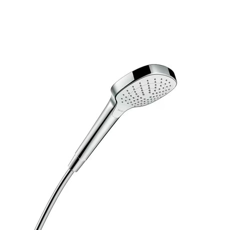 Ruční sprcha Hansgrohe Croma Select E Vario v provedení bílá chrom s tlačítkem Select a průměrem 110 mm.