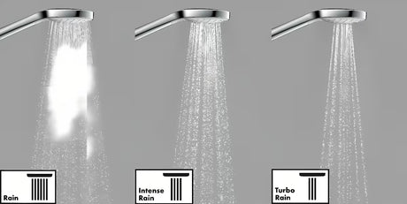 Ruční sprcha Hansgrohe Croma Select E Vario v provedení bílá chrom s tlačítkem Select a průměrem 110 mm.