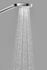 Ruční sprcha Hansgrohe Croma Select E v bílé a chromu s tlačítkem Select a sprchovým diskem 110 mm
