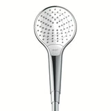 Ruční sprcha Hansgrohe Croma Select S v bílé a chromové barvě s tlačítkem Select a třemi proudy