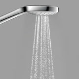 Ruční sprcha Hansgrohe Croma Select S v bílé a chromové barvě s tlačítkem Select a třemi proudy