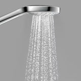 Ruční sprcha Hansgrohe Croma Select S v bílé a chromové barvě s tlačítkem Select a třemi proudy
