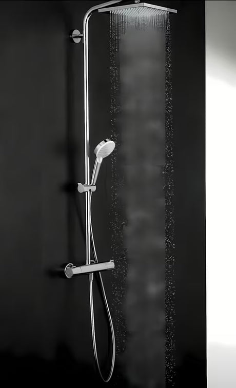 Hansgrohe Crometta E sprchový systém s termostatickou baterií v chromu s horní a ruční sprchou