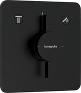 Podomítková sprchová baterie hansgrohe DuoTurn Q v matně černém provedení pro ovládání dvou spotřebičů.
