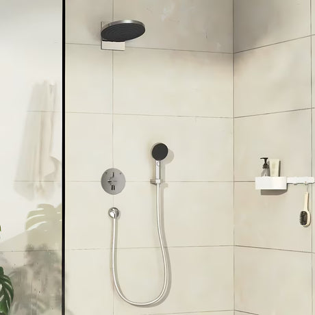 Podomítková sprchová baterie hansgrohe DuoTurn S v chromovém provedení pro ovládání dvou spotřebičů.