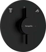 Podomítková sprchová baterie Hansgrohe DuoTurn S v matné černé pro ovládání dvou spotřebičů.