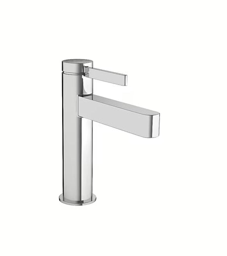 Chromová umyvadlová páková baterie Hansgrohe Finoris s výpustí a táhlem v puristickém designu.