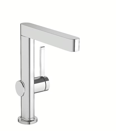 Chromová umyvadlová páková baterie hansgrohe Finoris s otočným vývodem a odtokem push-open