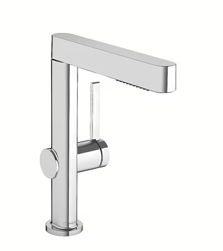 Chromová umyvadlová baterie hansgrohe Finoris 230 s vytahovací sprškou a tlačítkem Select