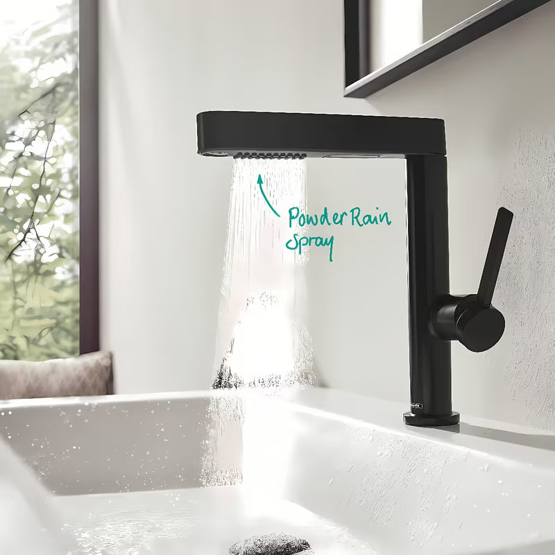 Hansgrohe Finoris umyvadlová baterie v černo-matném provedení s vytahovací sprškou