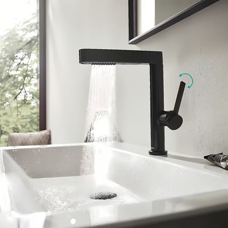 Hansgrohe Finoris umyvadlová baterie v černo-matném provedení s vytahovací sprškou