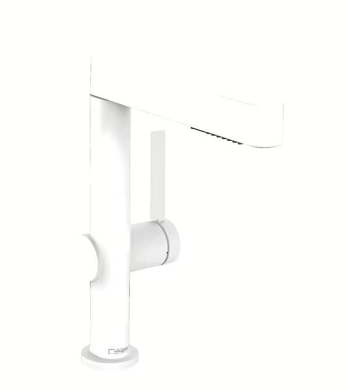 Hansgrohe Finoris umyvadlová páková baterie v matné bílé s vytahovací sprškou a tlačítkem Select