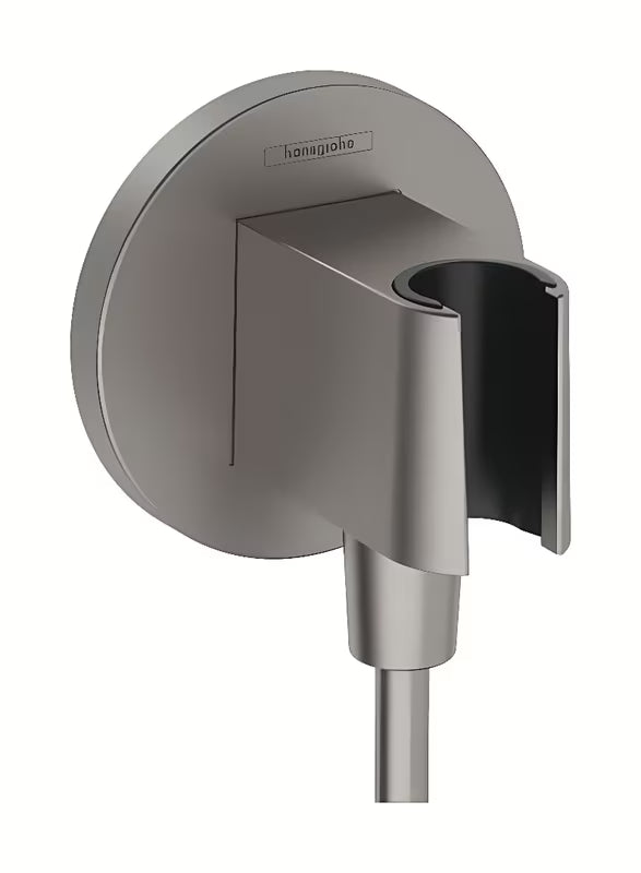Hansgrohe FixFit S podomítkový vývod se sprchovým držákem v povrchové úpravě kartáčovaný černý chrom.
