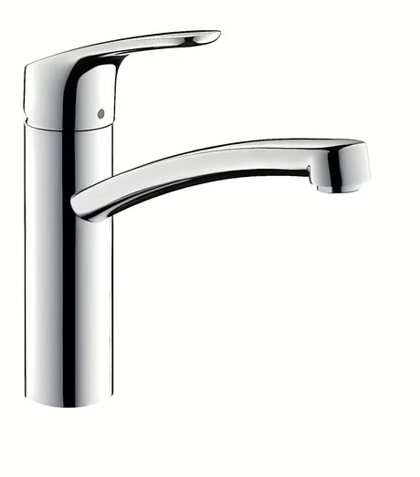 Hansgrohe Focus M41 nízkotlaká páková dřezová baterie s otočným výtokem v chromu.