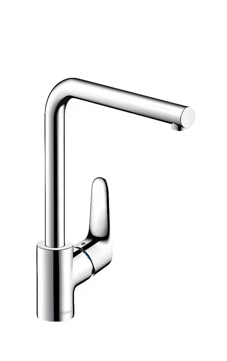Chromová páková dřezová baterie Hansgrohe Focus M41 s otočným výtokem tvaru L