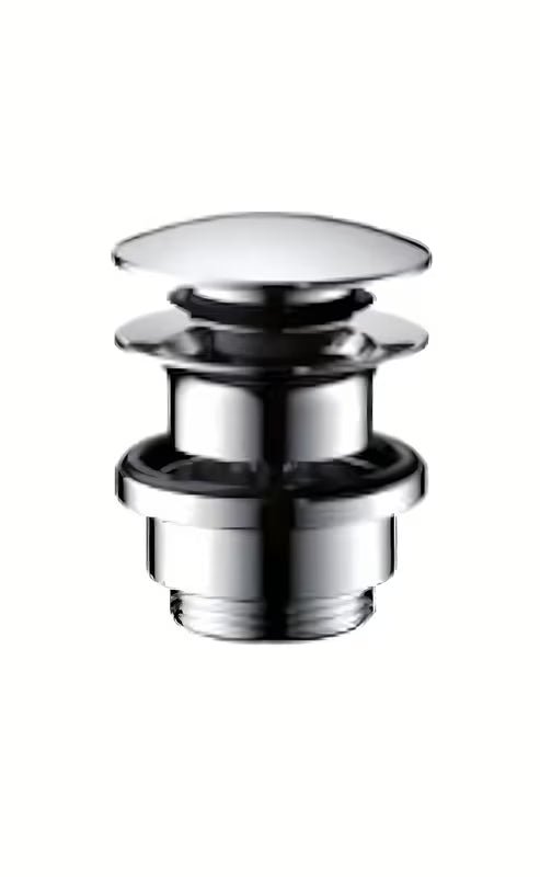 Chromová výpust k umyvadlu Hansgrohe s ovládáním Push-Open pro umyvadla s přepadem.