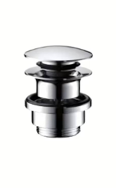 Chromová výpust k umyvadlu Hansgrohe s ovládáním Push-Open pro umyvadla s přepadem.