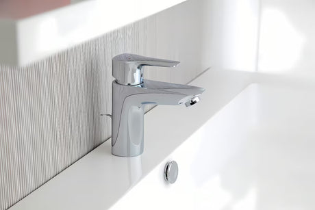Chromová páková stojánková umyvadlová baterie Hansgrohe HG248 s výpustí v oblém designu