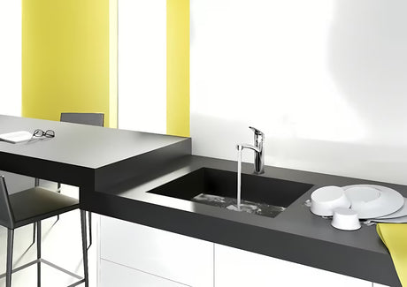Chromová stojánková dřezová baterie Hansgrohe HG248 s otočným ramínkem a technologií EcoSmart