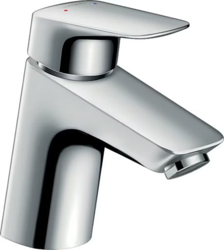 Chromová umyvadlová páková baterie hansgrohe Logis 70 bez odtokové soupravy v designu SoftCube.