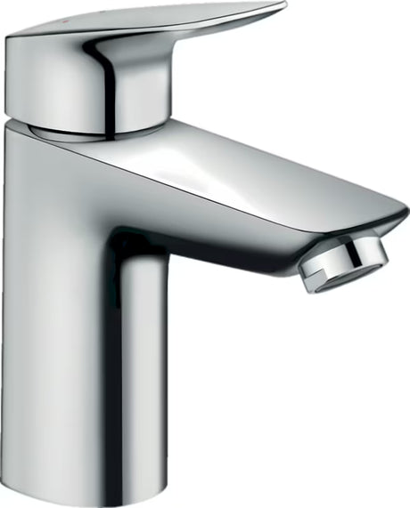 Chromová páková umyvadlová baterie hansgrohe Logis 100 s výpustí a designem SoftCube.