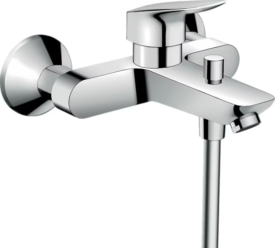 Chromová nástěnná vanová baterie hansgrohe Logis s pákovým ovládáním a přepínačem vana sprcha
