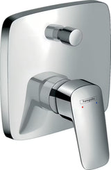 Podomítková páková vanová baterie hansgrohe Logis v chromovém provedení pro sprchu a napouštění vany.