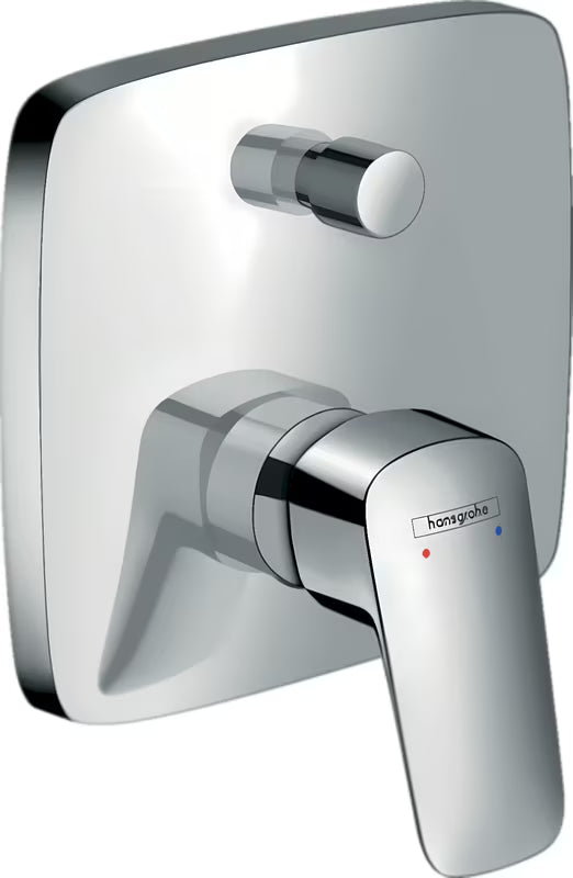 Podomítková páková vanová baterie hansgrohe Logis v chromovém provedení pro sprchu a napouštění vany.