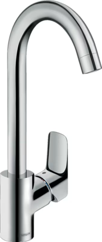 Chromová páková dřezová baterie Hansgrohe Logis M31 s otočným ramínkem a ComfortZone 260.