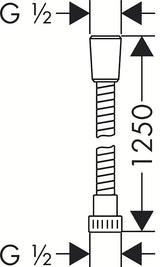 Sprchová hadice Hansgrohe Metaflex v chromovém vzhledu, délka 1,25 m, se závitem G ½.