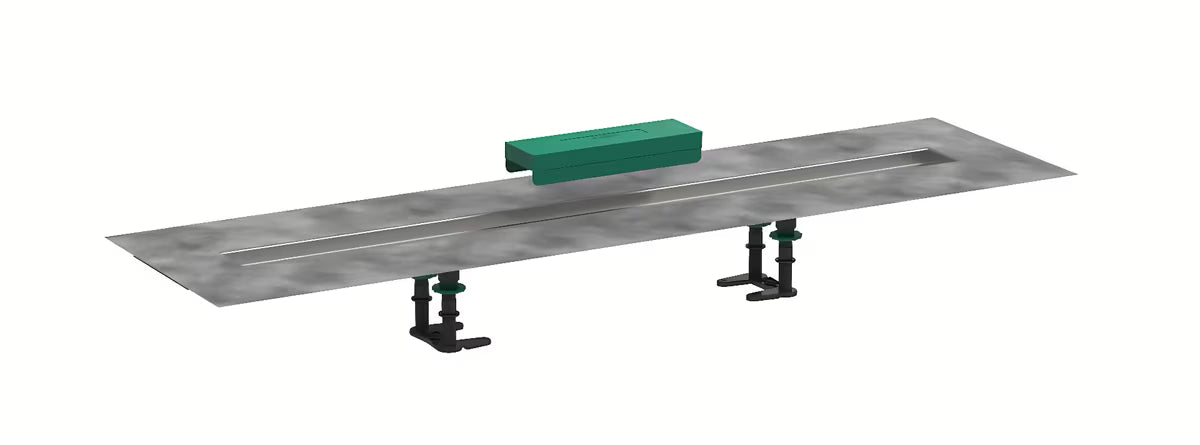 Hansgrohe RainDrain instalační sada pro sprchové žlaby s nerezovým žlabem se spádováním a těsnicí membránou.