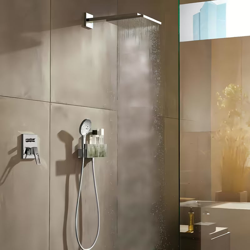 Hlavová sprcha Hansgrohe Raindance E 300 se sprchovým ramenem v chromu, hranatý sprchový disk 300 × 300 mm