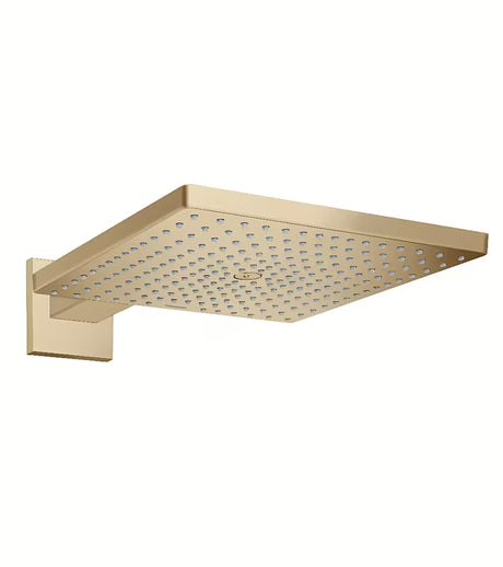Hansgrohe Raindance E čtvercová hlavová sprcha 300x300 mm v kartáčovaném bronzu pro nástěnnou montáž.