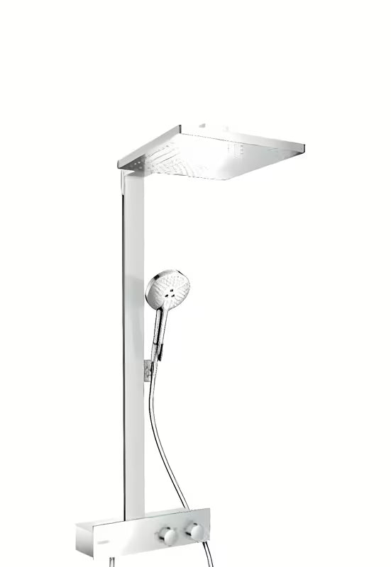Hansgrohe Raindance E sprchový systém s termostatem v chromu s horní sprchou 300 × 300 mm a ruční sprchou