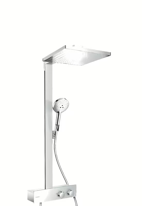 Hansgrohe Raindance E sprchový systém s termostatem v chromu s horní sprchou 300 × 300 mm a ruční sprchou