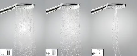 Chromová ruční sprcha Hansgrohe Raindance Select E 120 se třemi proudy a tlačítkem Select