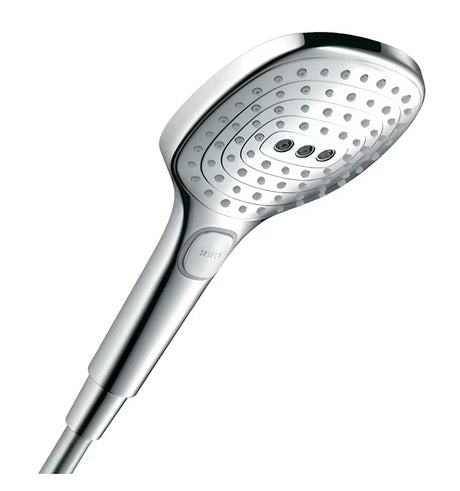 Chromová ruční sprcha Hansgrohe Raindance Select E s průměrem 120 mm a tlačítkem Select