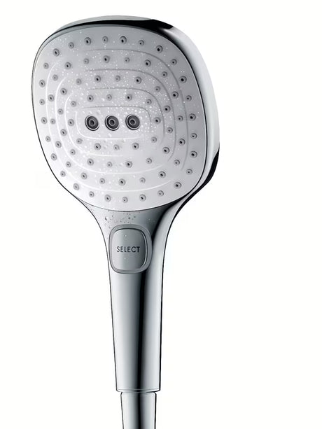 Ruční sprcha Hansgrohe Raindance Select E bílá chrom s tlačítkem Select a třemi proudy